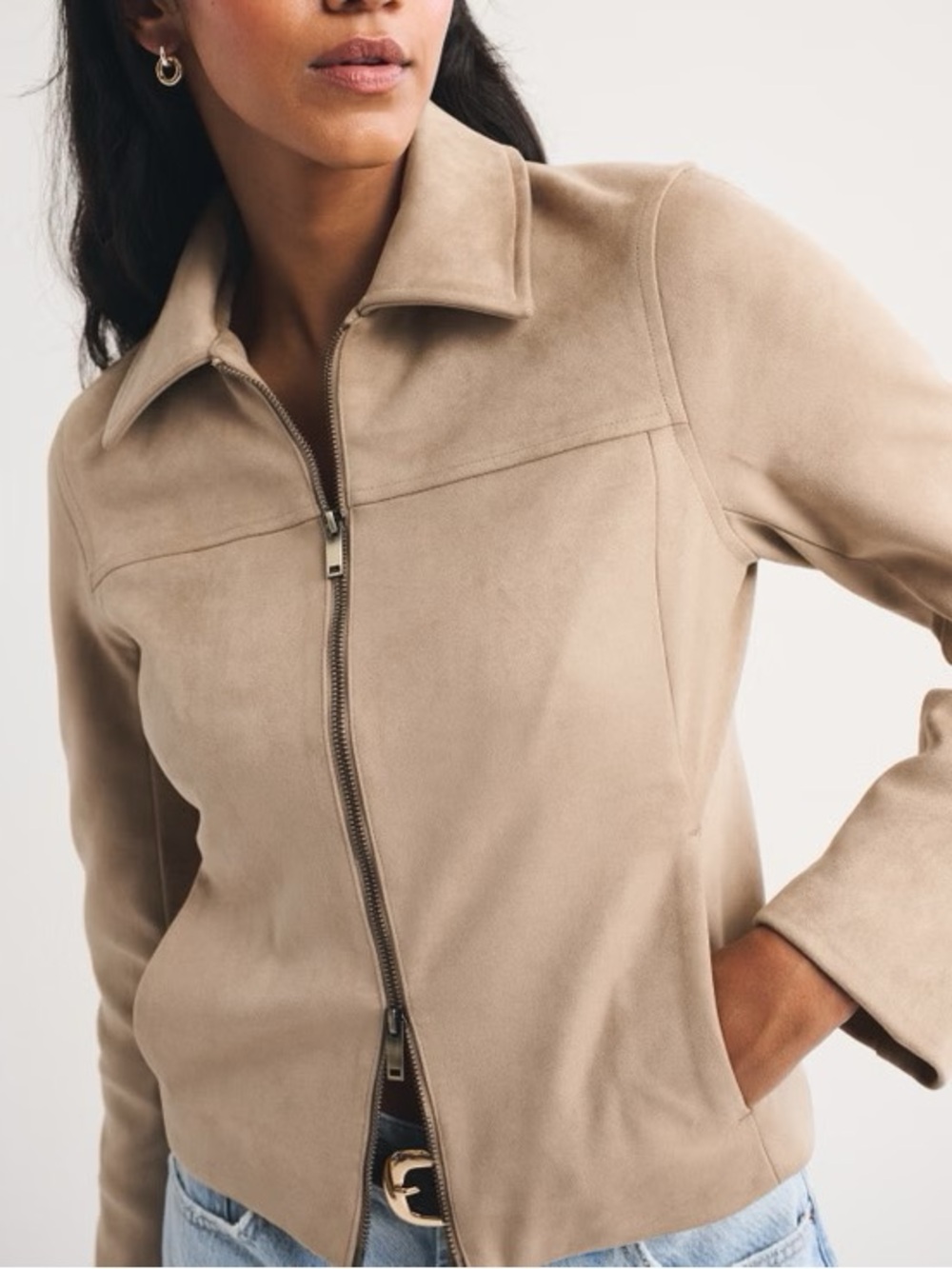 Abercrombie & Fitch Women's Vegan Suede Tan Jacket Size XL NWT!